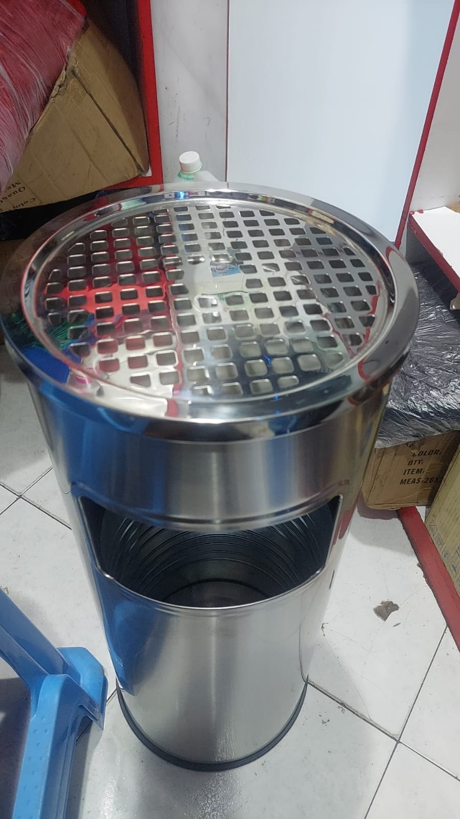 Round Standing Ashtray bin Size-88x45x60cm, Steel, Thickness 0.3mm